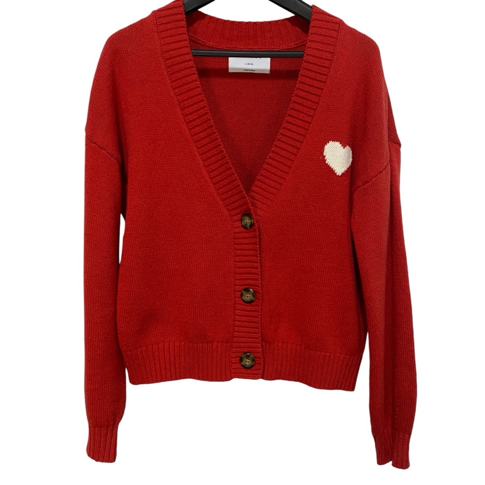OLD NAVY Cardigan Sweater Red V-Neck Long Sleeve Knit Size 10/12 3-Button